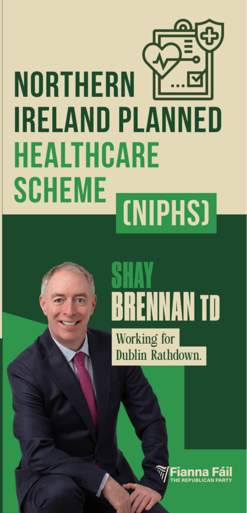 Front cover of Shay Brennan TD's Northern Ireland Planned Healthcare Scheme (NIPHS) leaflet
